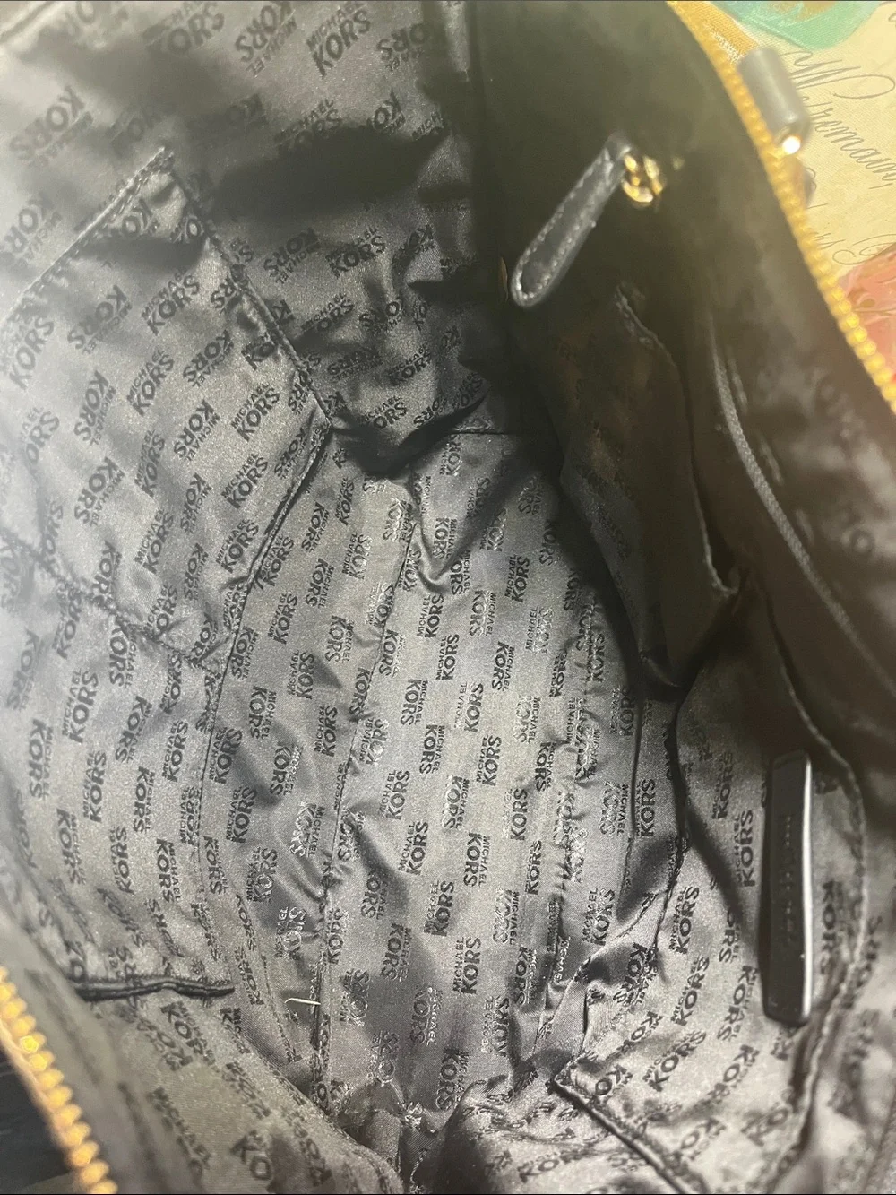 Michael Kors Brown and Black MK Logo Studded Tote